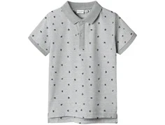 Name It polo t-shirt lys grå meleret med båd print